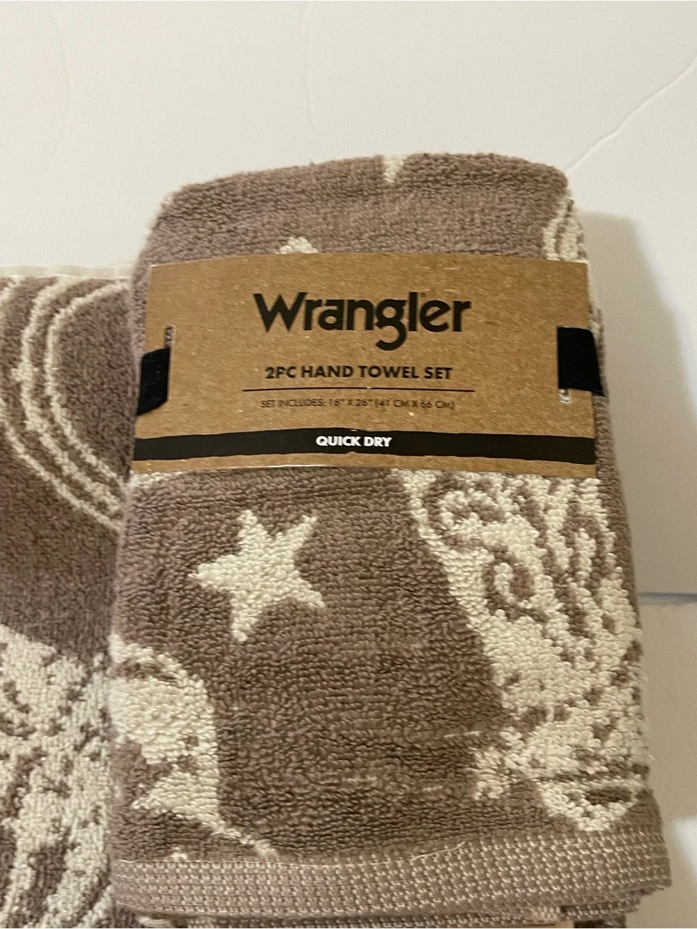 Wrangler Western Cowboy Boot/Horseshoe 2 Bath Towels & Hand Towels - NWT **